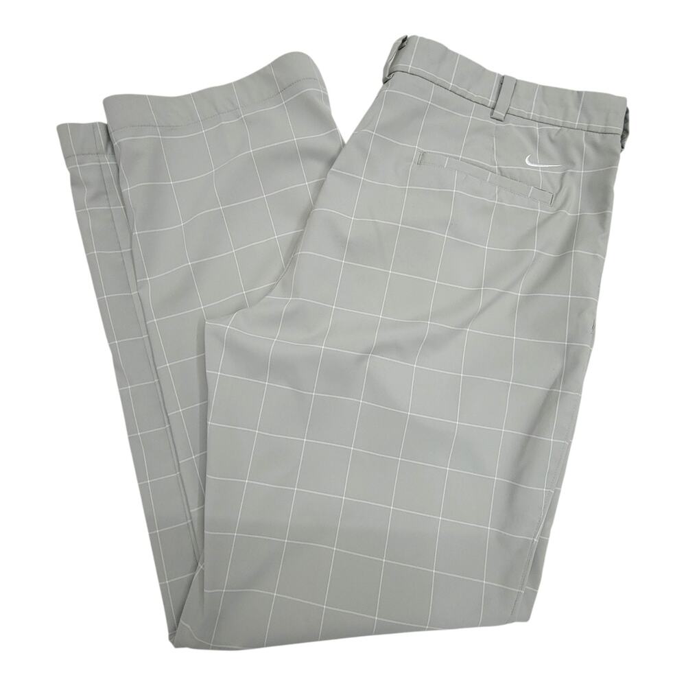 Nike Golf Mens 38x32 Gray White Grid Dri-Fit Tour Performance Stretch Pants